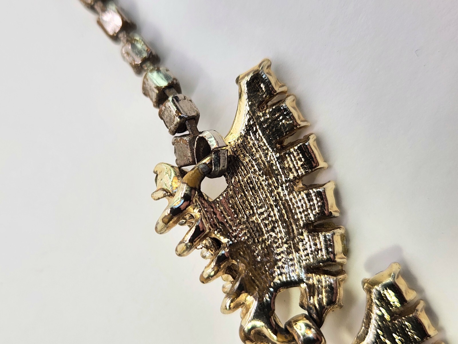 Vintage Brutalist 15″-17″ Choker Necklace AB Rhinestones Statement Piece 1950s