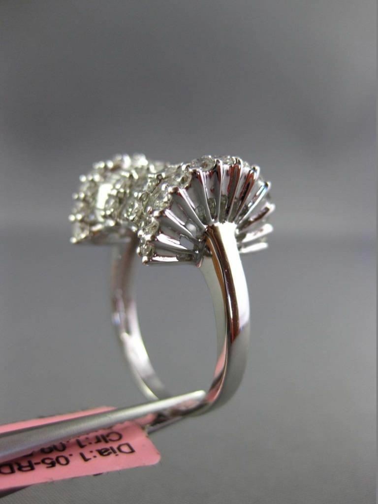 ESTATE 2.14CT ROUND & BAGUTTE DIAMOND 18KT WHITE GOLD 3D BOW FUN RING F/G VVS VS