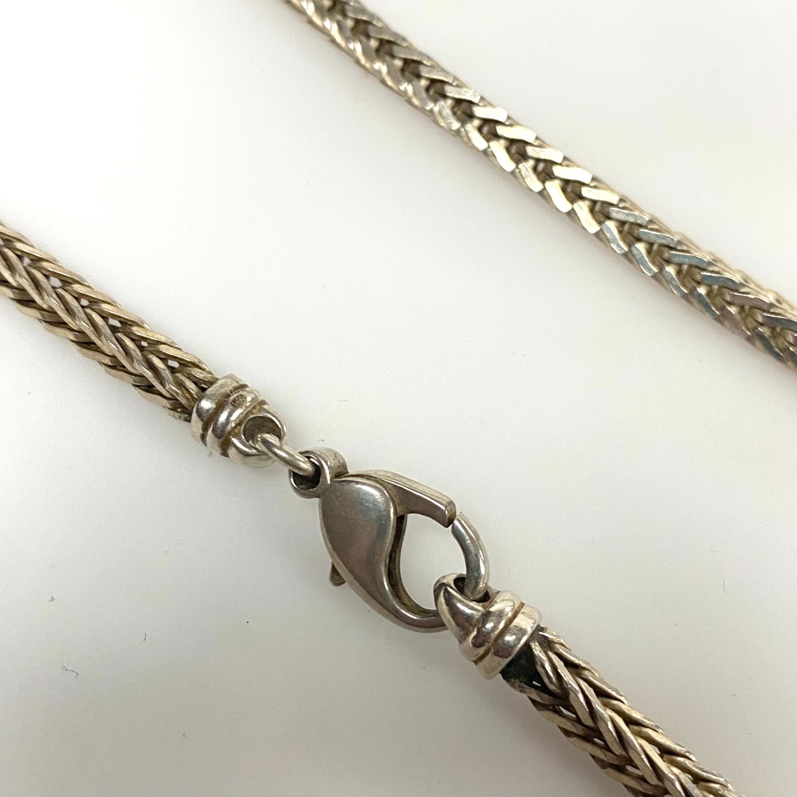 v947 Vintage Sterling Silver 17″ Long Spiga or Wheat Style Link Chain Necklace