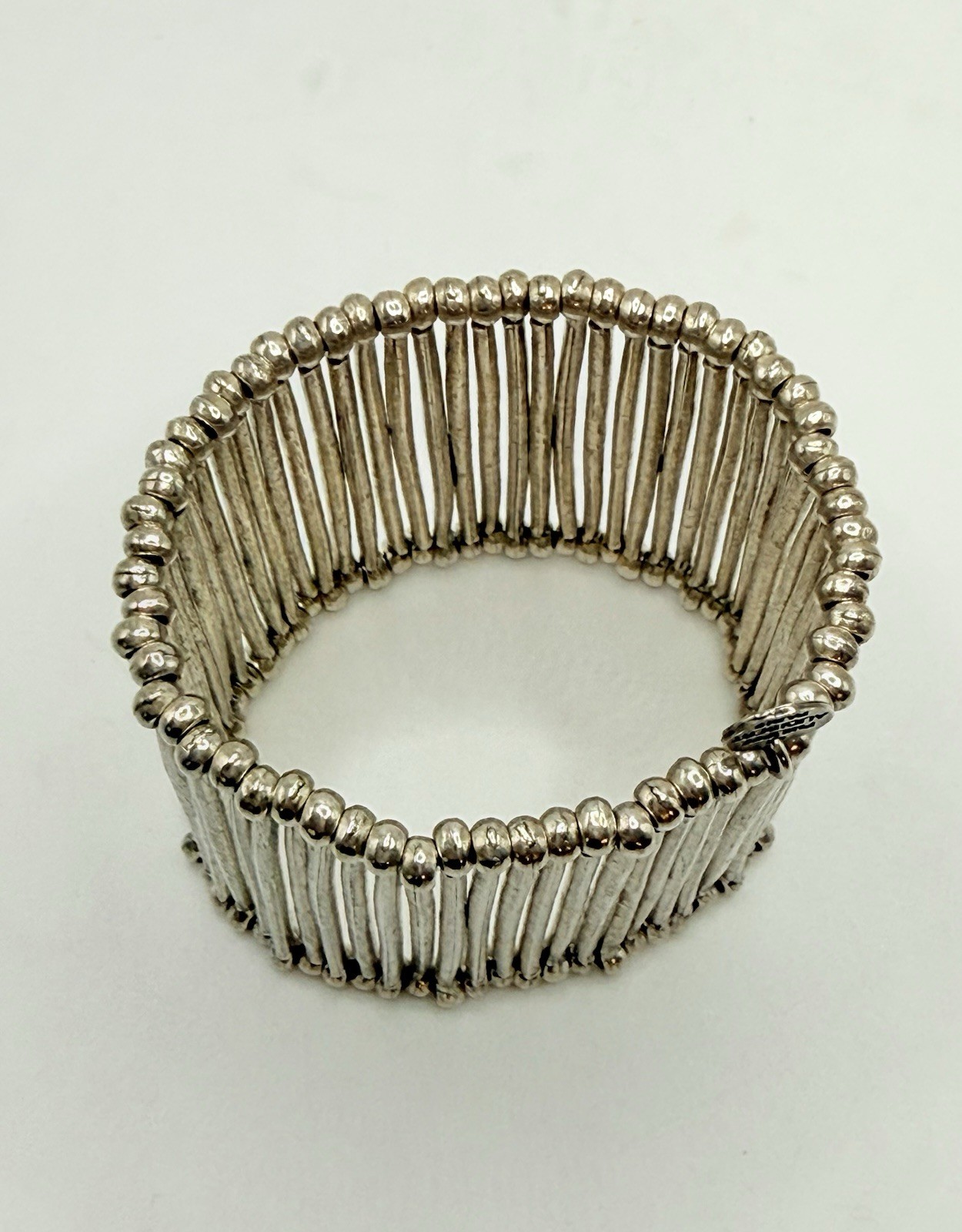PHILIPPE AUDIBERT PARIS VINTAGE SILVER TONE BAR CUFF STRETCH BRACELET 7.5 in
