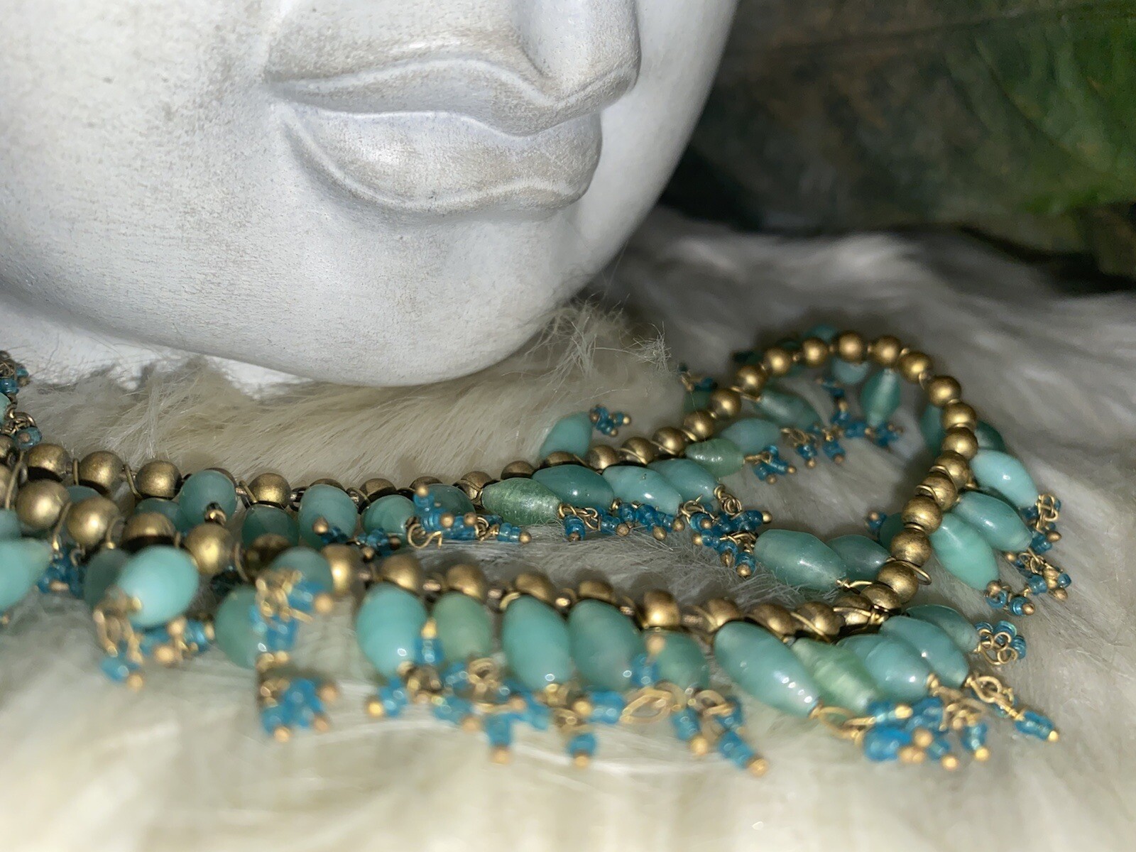 Louis Rousselet Confirmed Deco Art Nouveau Influence Glass Necklace!! B1
