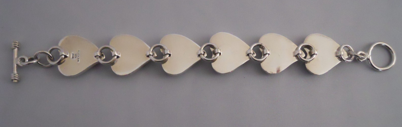 Vintage ATI 925 Red Jasper Heart Bracelet Sterling Silver Bracelet 36.2 grams