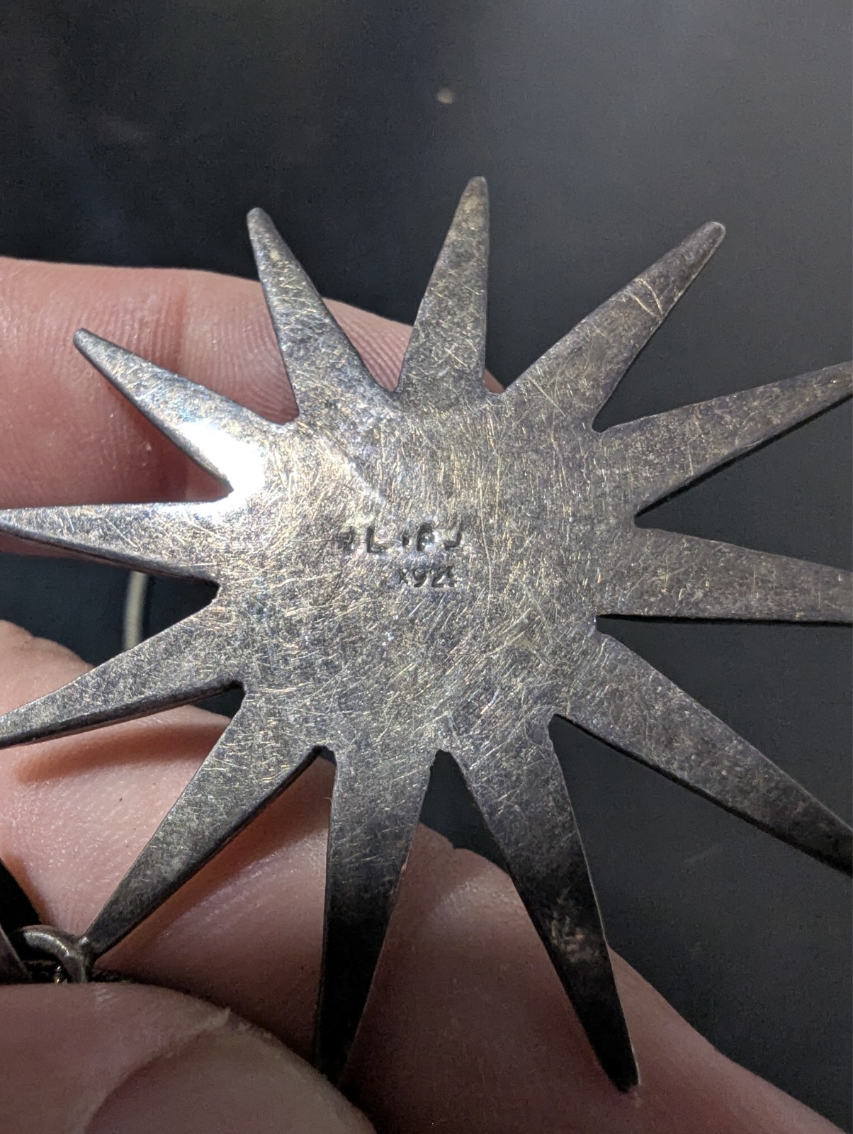 Large Southwestern 925 Sterling Silver Natural Crimson Red Sun Pendant