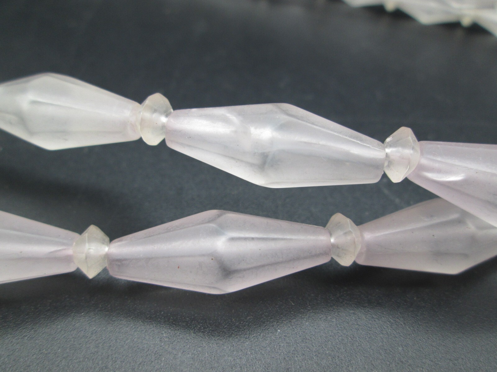 Pink Acrylic Bicone Bead Barrel Clasp 34″ Long Necklace Vintage Estate Gorgeous