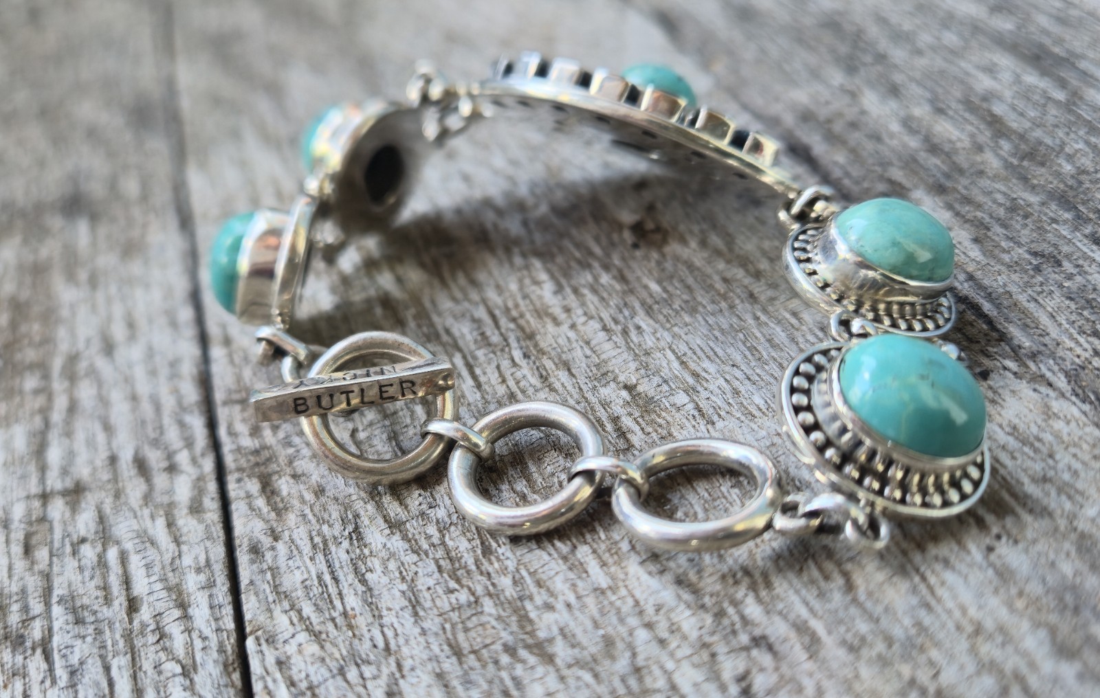 Nicky Butler LIMITED EDITION RAJ COLLECTION 925 Sterling Silver Bracelet 7.75″🩵