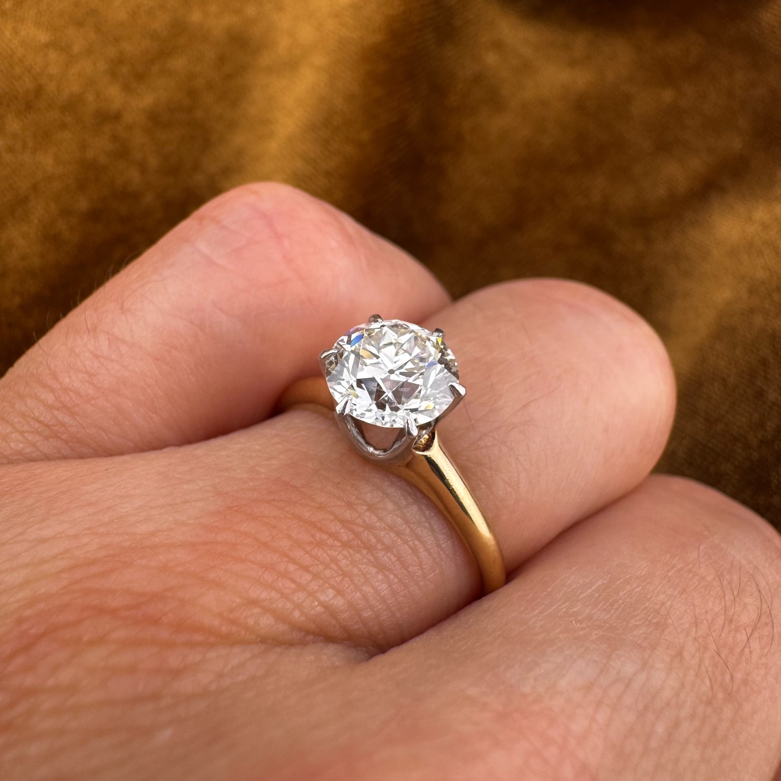 Stunning Antique 1.28ct Old European Cut Diamond Solitaire Ring in 14K Gold