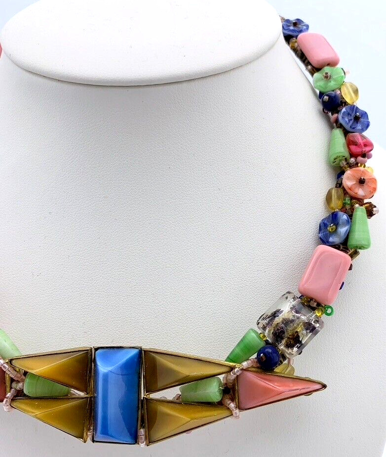 UNIQUE MIXED MEDIA ARTISAN STATEMENT NECKLACE