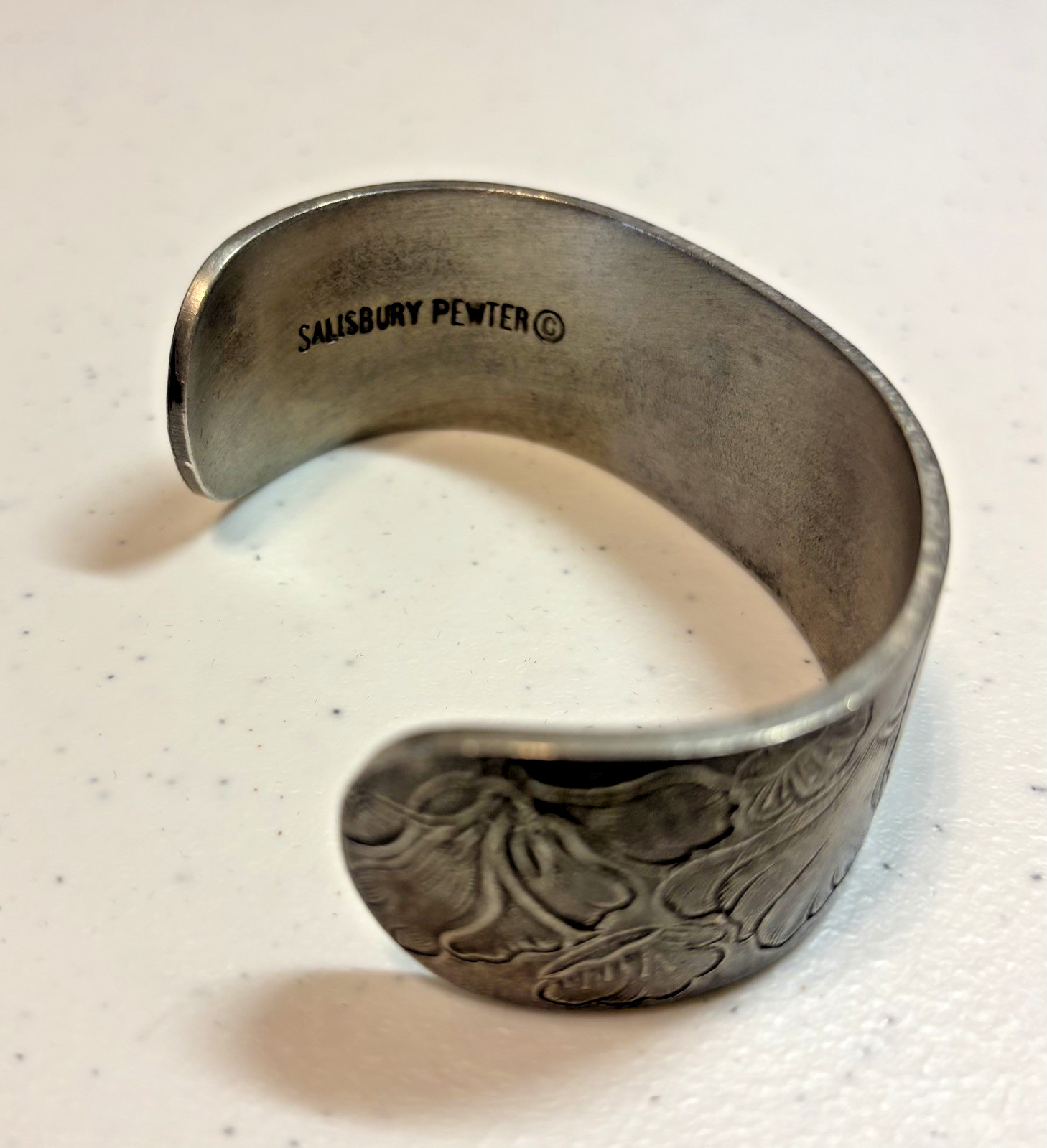 Calvert Salisbury Pewter cuff braclet August Poppy Flower of the Month