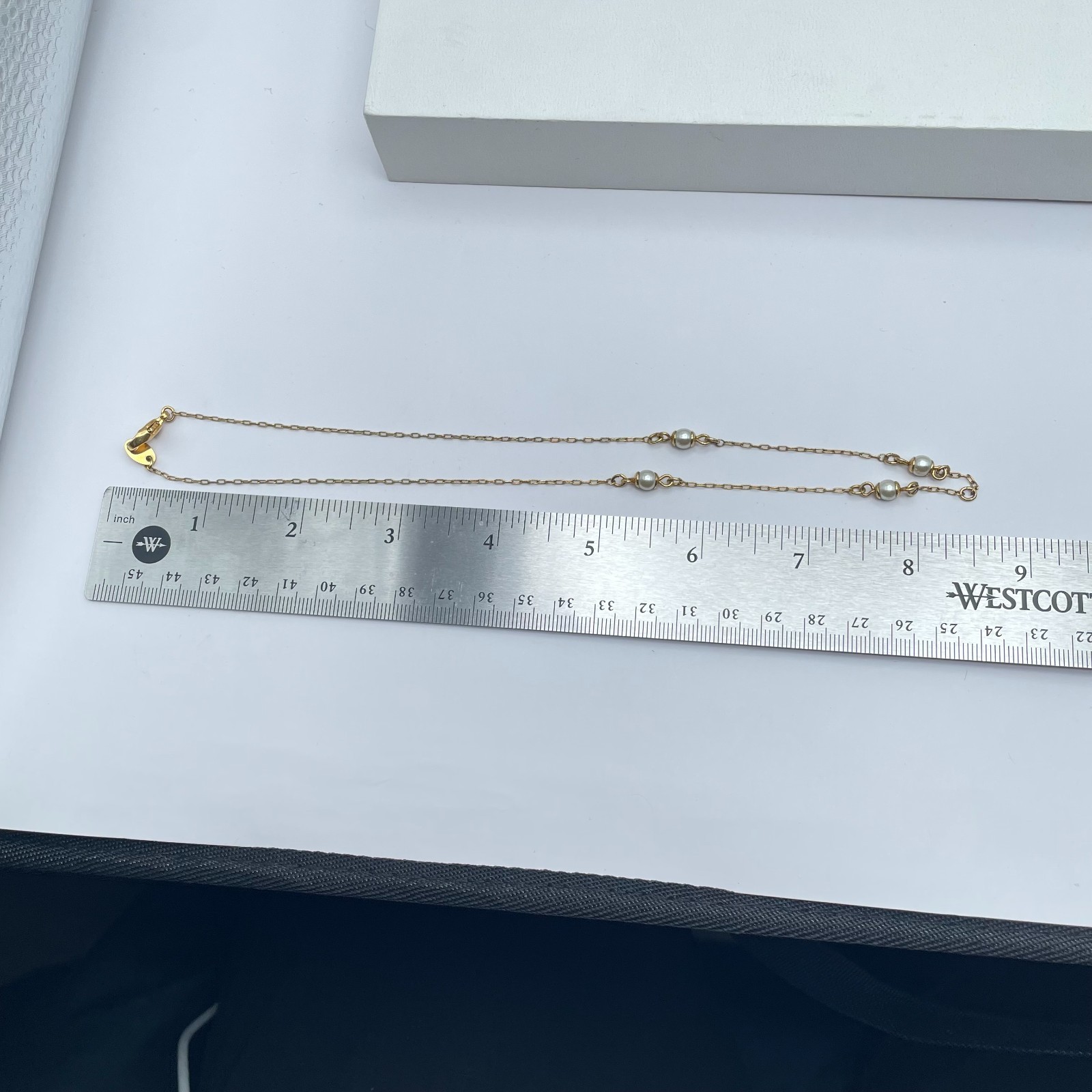 Nina Ricci Gold-Tone Oval Link Chain Spaced Freshwater Pearls Station Necklace