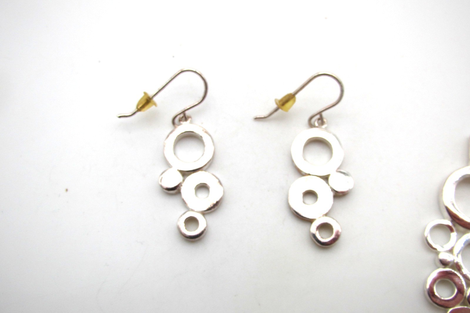 Vtg Thailand Sterling MultiRing Dangle Earrings w/2 Different Size Pendants