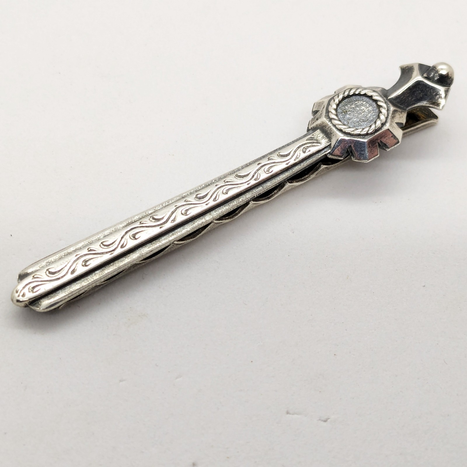 Vintage Luxury Soviet tie Clip made of ⭐875 Silver with the Star USSR hallmark#4