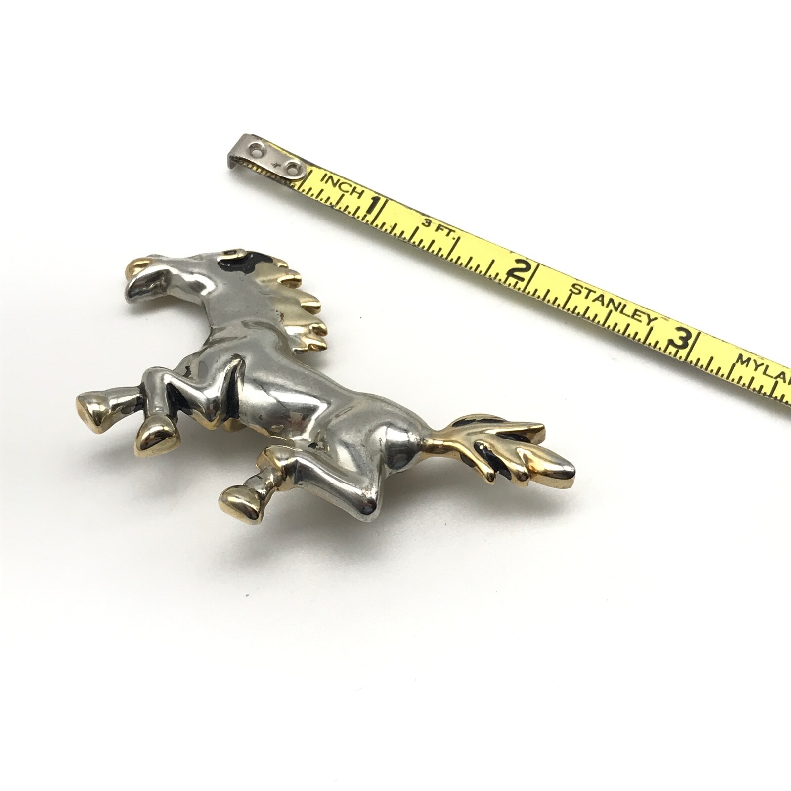 Vintage Silver Tone Two Tone Running Galloping Horse Brooch Pin Pendant