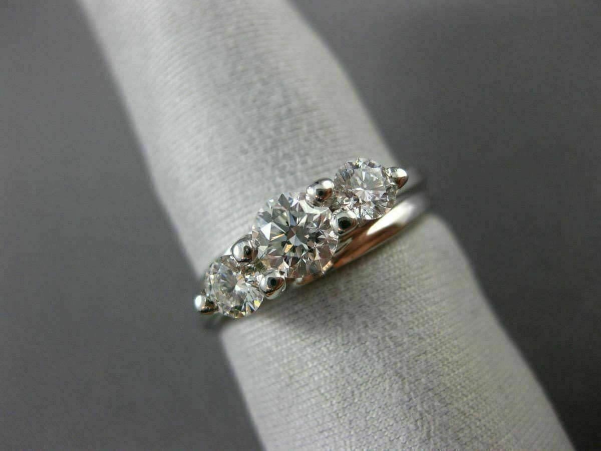 ESTATE .91CT DIAMOND 14KT WHITE GOLD 3D PAST PRESENT FUTURE TENSION RING #14161