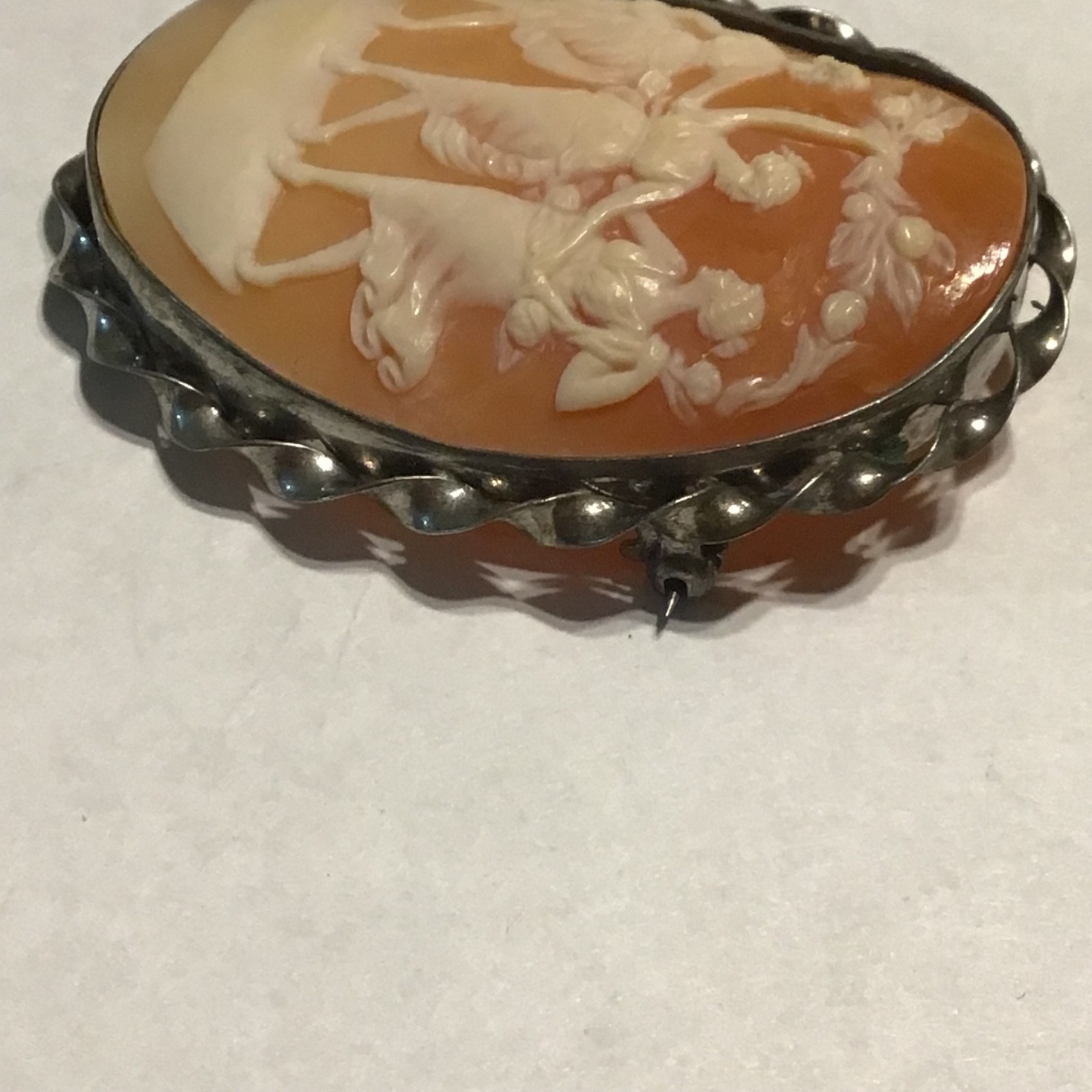Vtg Cameo Sterling Three Graces Muses Brooch Pin Filigree Rare