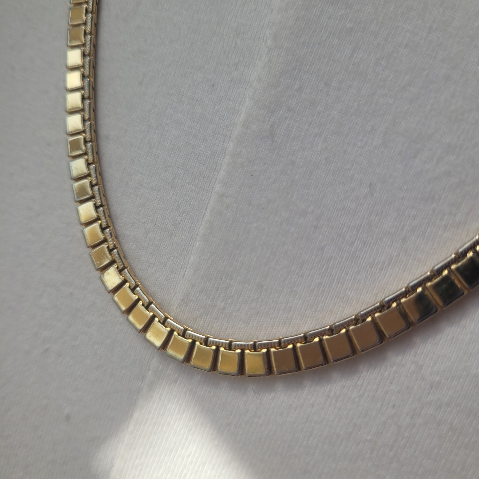 Vintage Monet Gold Tone Square Articulated Flat Link Chain Necklace 24” Signed