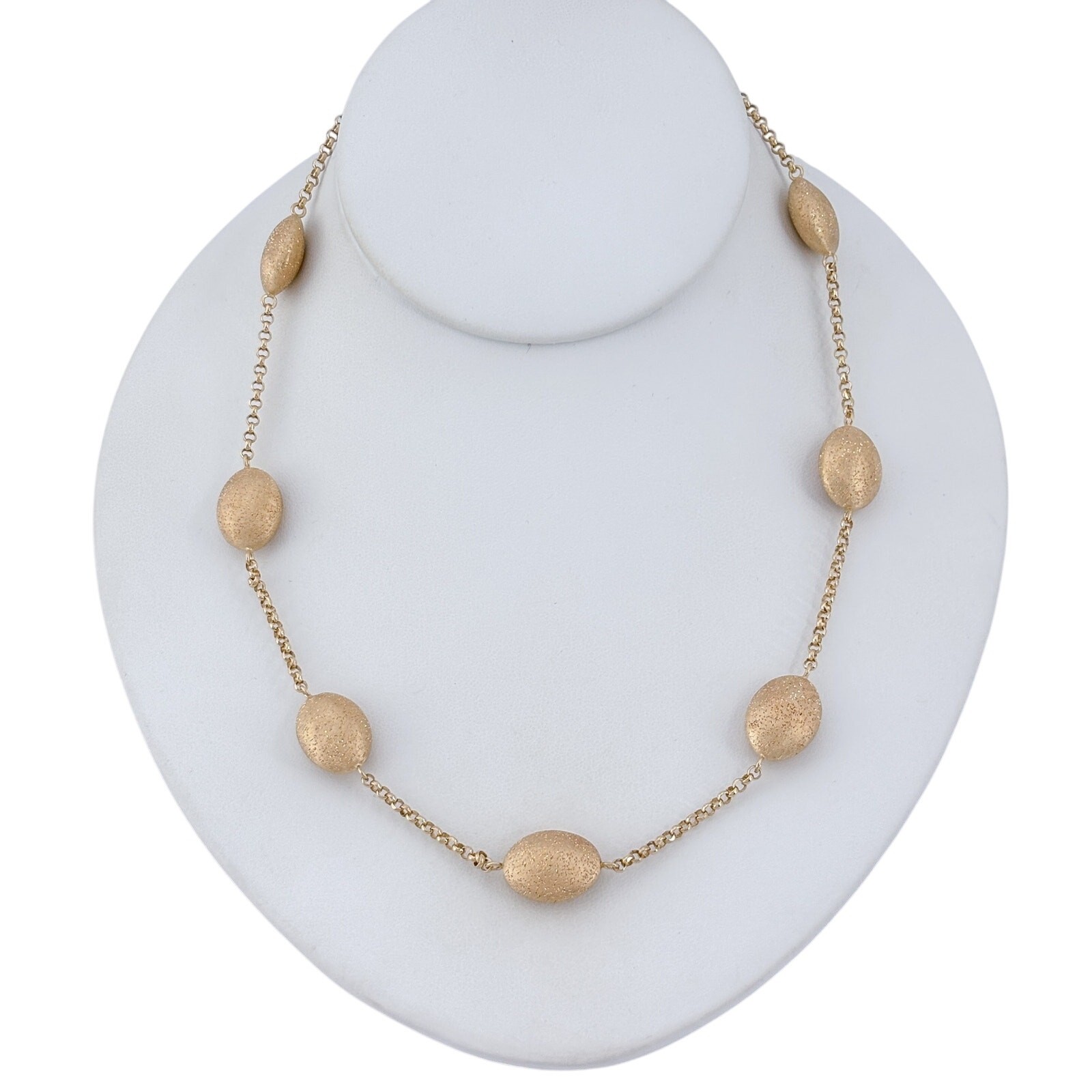 Vintage Charles Garnier Gold-Tone Oval Bead Station Necklace 16″, 17″, 18″