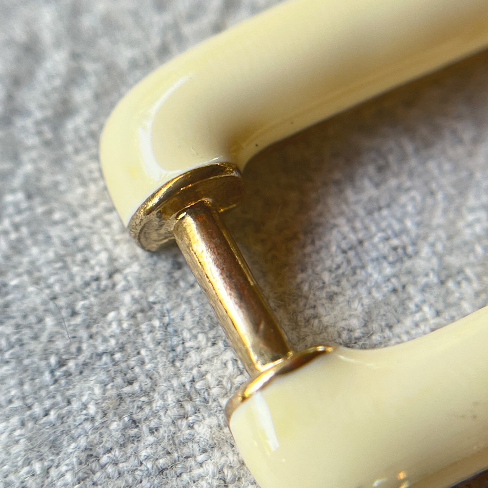 Vintage Ivory Enamel Gold Tone Link Bracelet Rhinestone Statement Chunky Deco