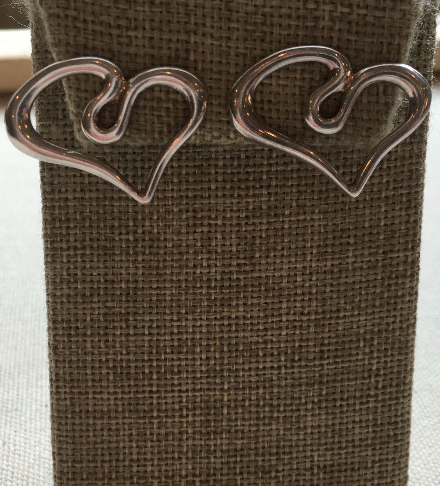 Heart Swirl Ribbon Earrings Sterling Steampunk Retro Modern Abstract OOAK 1″