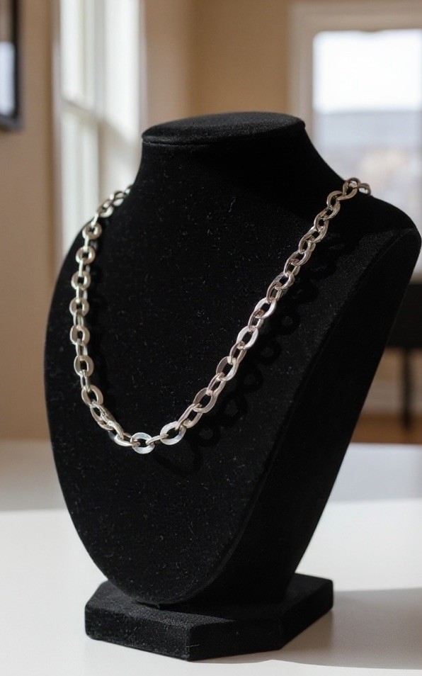 Vintage 925 Sterling Silver Flat Oval Cable Link Chain By PC 20”
