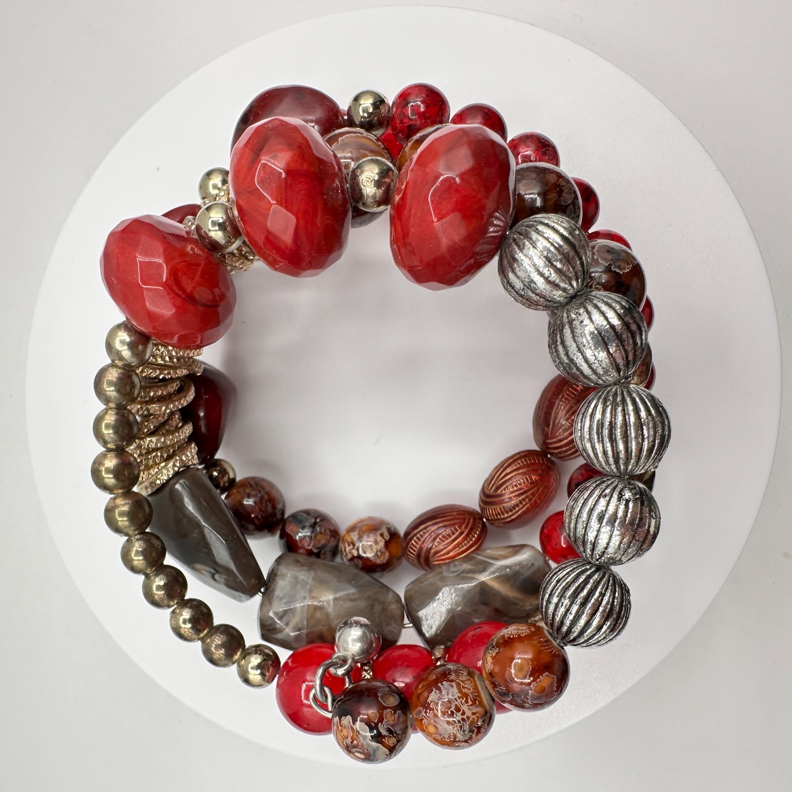 Vintage 90s Boho Multi-Strand Wrap Stretch Bracelet Beaded Women’s Jewelry Boho
