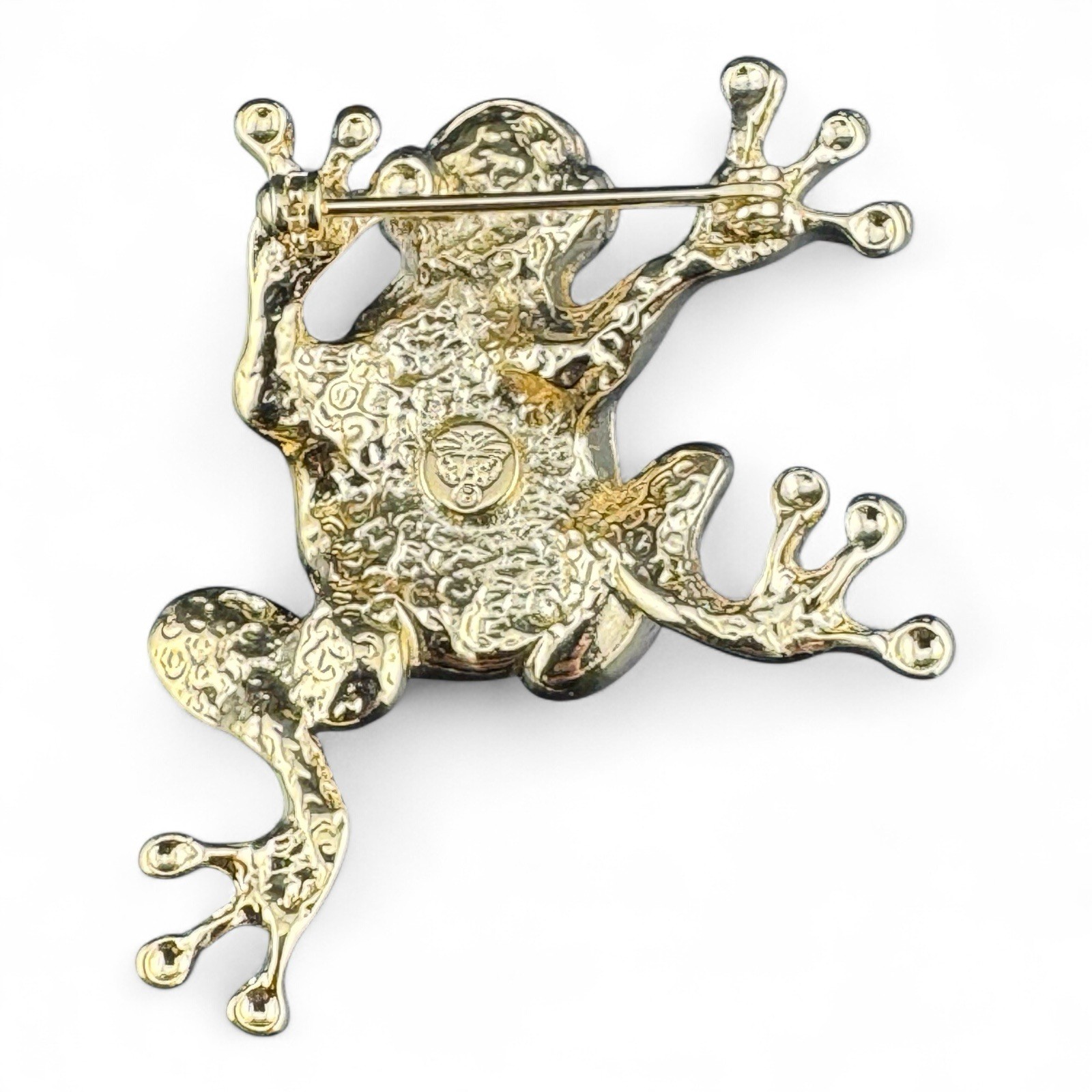 Ariki Paua Shell 22K Gold Plated And Abalone Inlay Frog Brooch-New Zealand