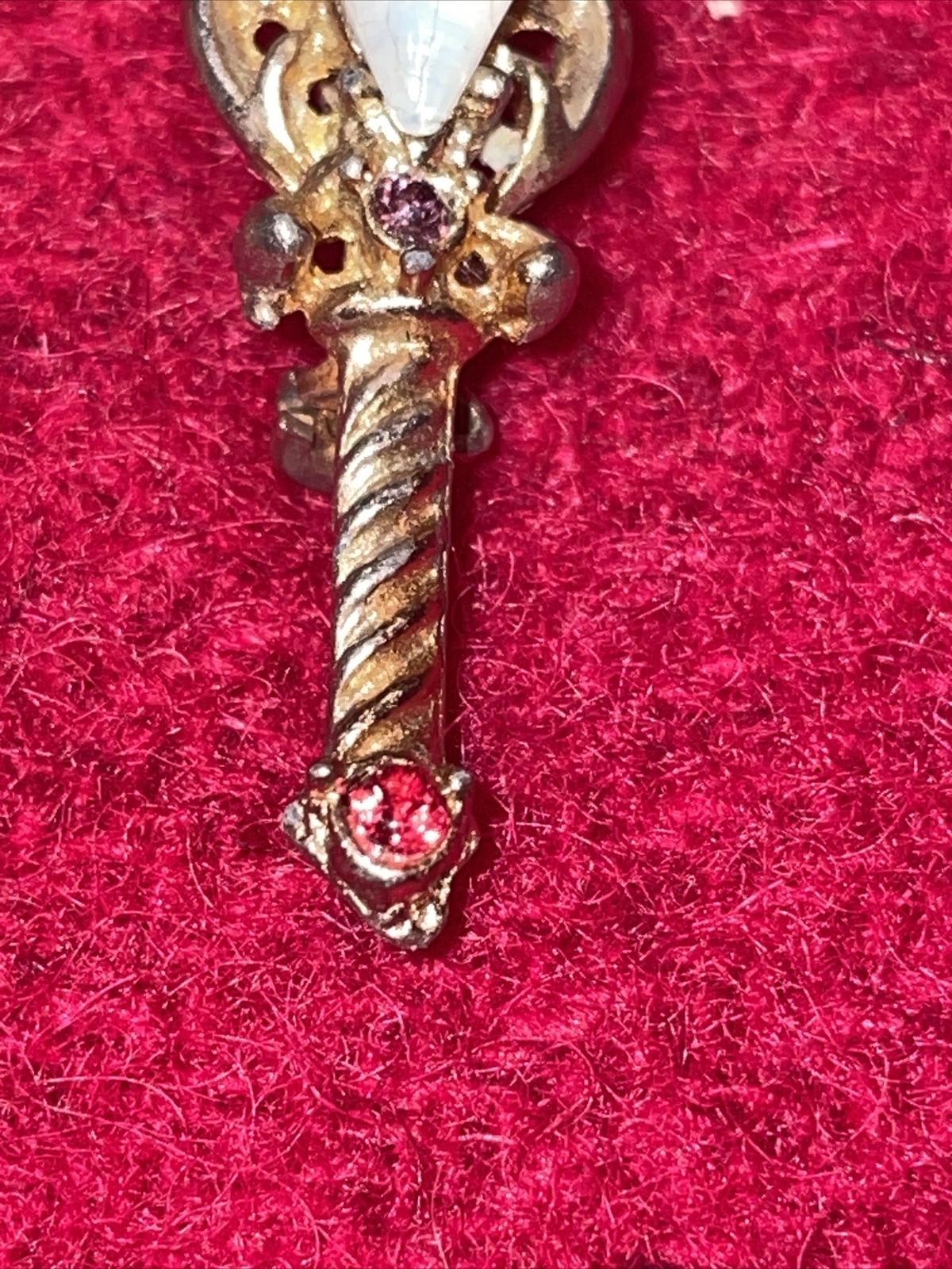 Antique Sword Brooch w/Ruby, Amethyst, Opal, Emerald And Blue Colored Gemstones