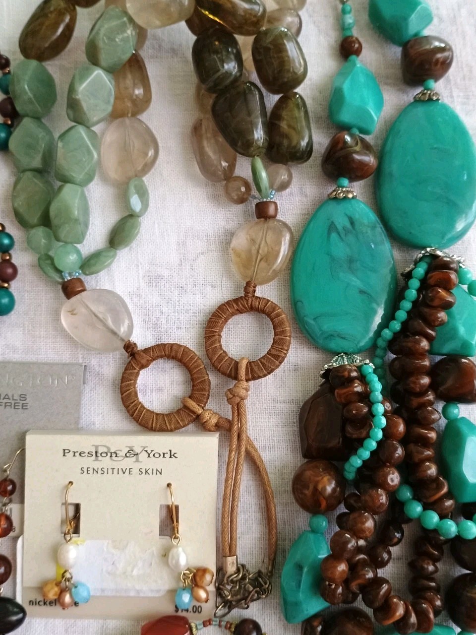 VTG Jewelry Lot Turquoise Green Earthy Colors Boho Necklaces Bracelets Resellers