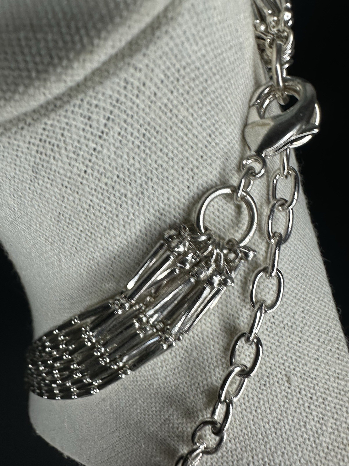 Vintage Coldwater Creek Liquid Silver Style Multi strand Layered Necklace 30”