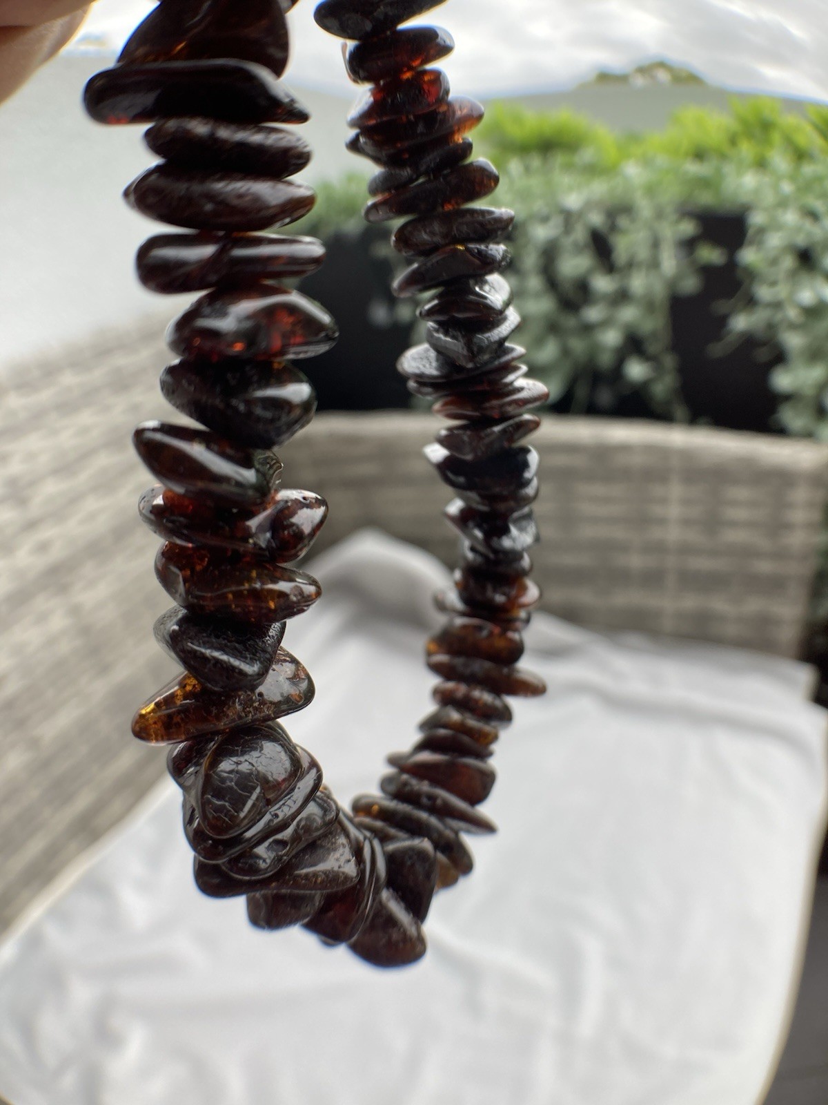Natural Dark Amber Necklace 45 cm, 33 g, Solid Amber