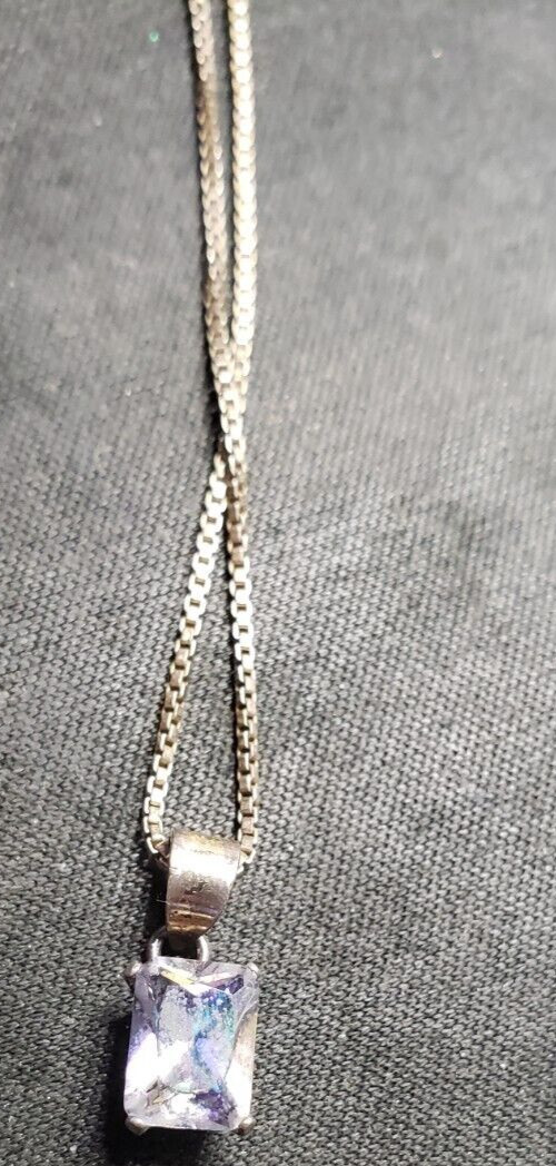 Blue Purple Stone? Sterling Silver Chain Vintage Jewelry