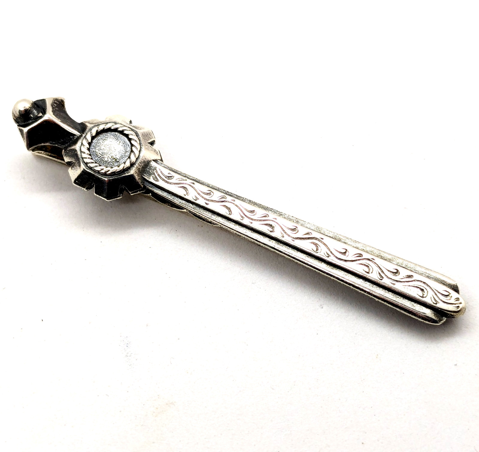 Vintage Luxury Soviet tie Clip made of ⭐875 Silver with the Star USSR hallmark#4