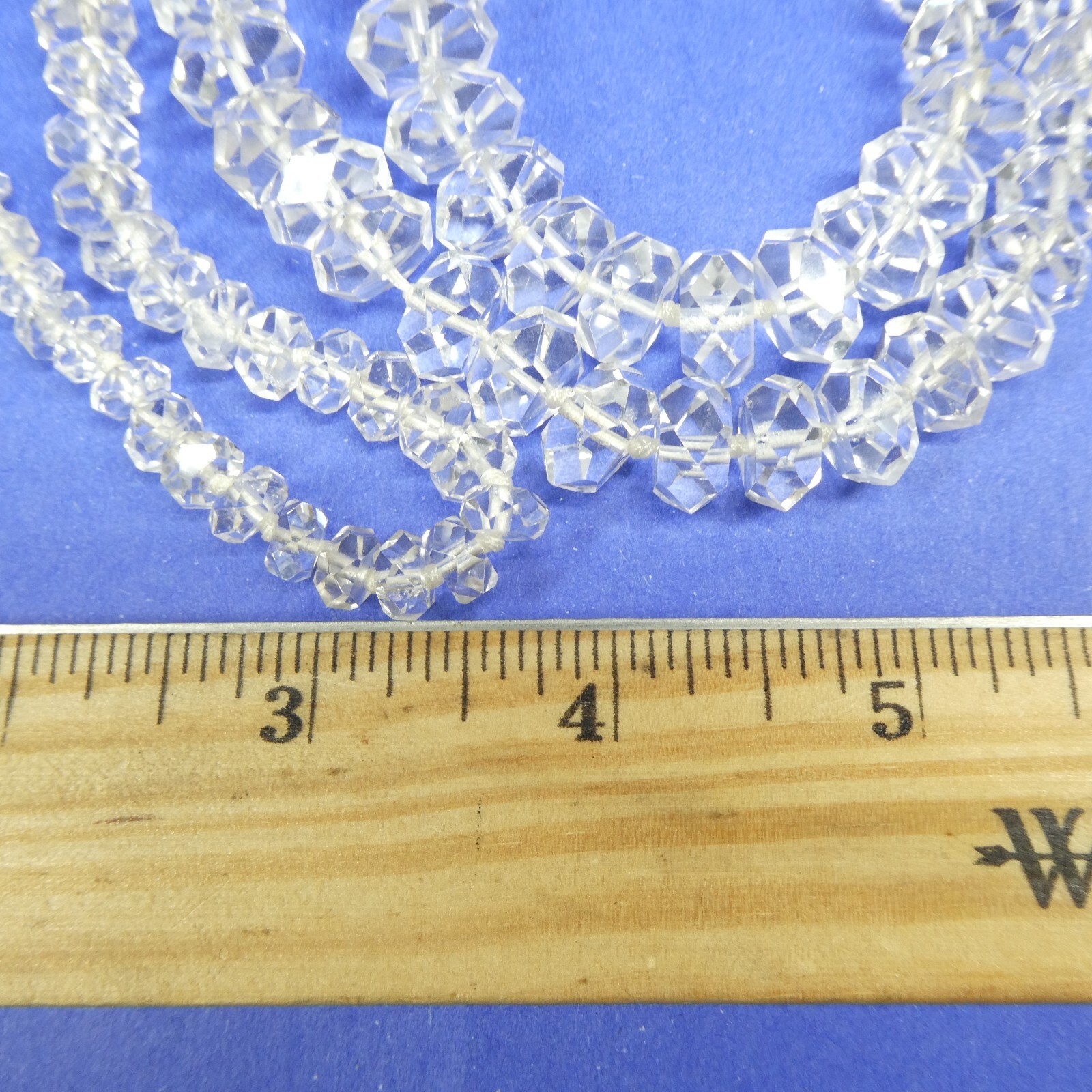 Faceted Crystal Necklace Vintage Graduated Clear 37″ Long Heavy 139g Estate
