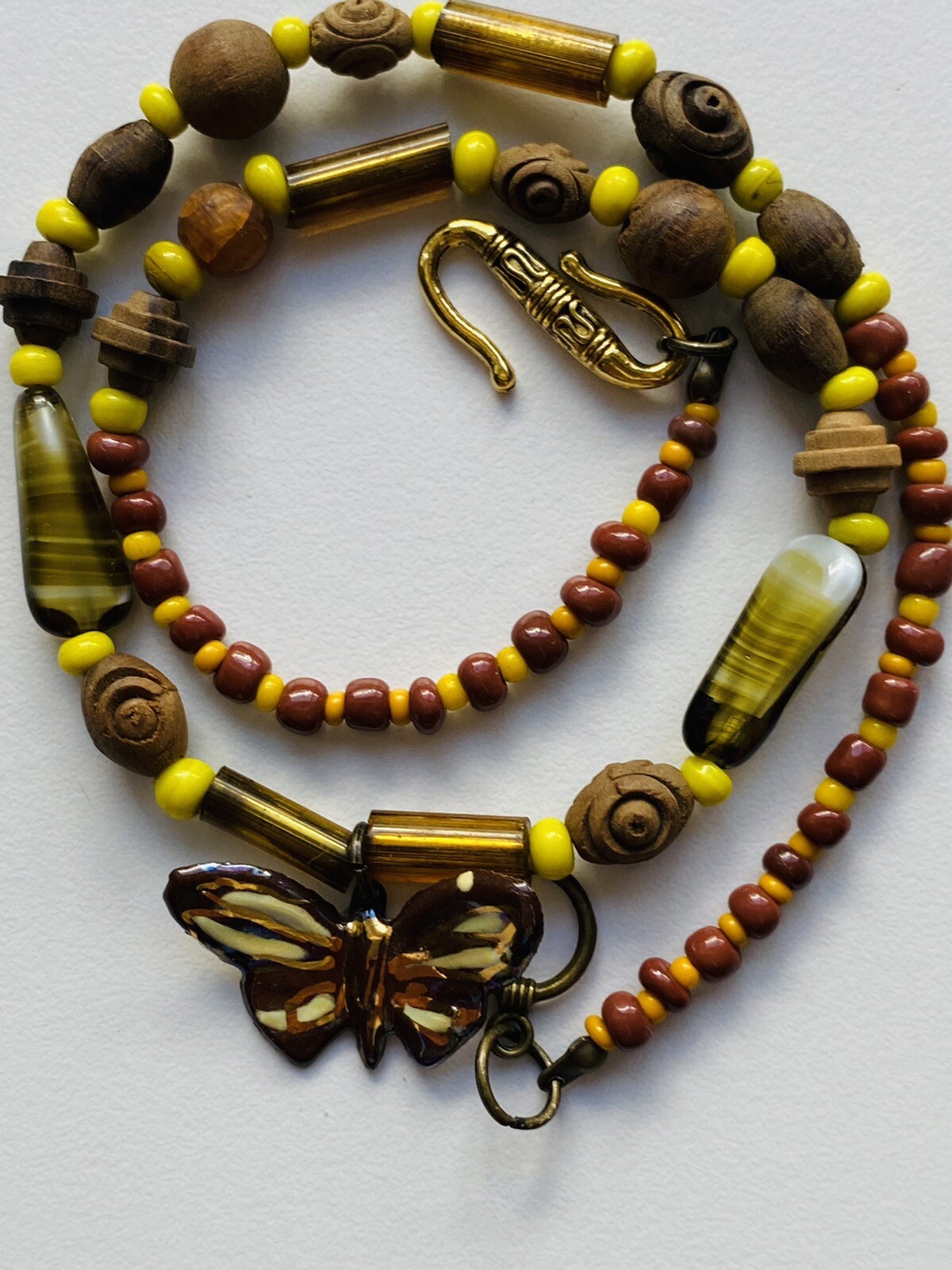 Vintage Butterfly Bead Necklace