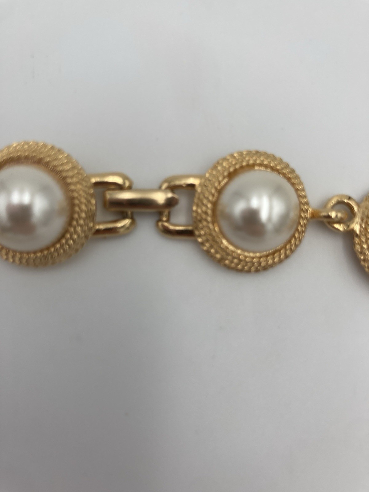 Napier Faux Pearl Goldtone Choker 16.5 In Necklace 80s 90s Chunky Unique Vintage