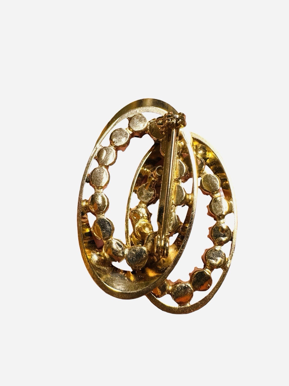 Green Brooch Vintage Open Double Oval Crystal May Statement Jewelry Pin