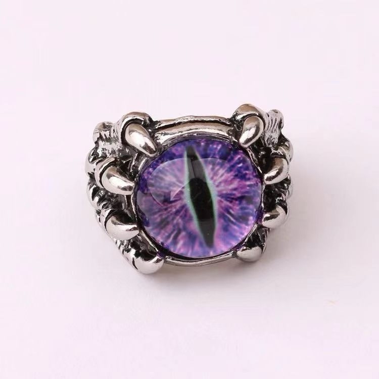 Punk Gothic Devil Evil Eye Dragon Eagle Claw Decorative Eyeball Adjustable Ring