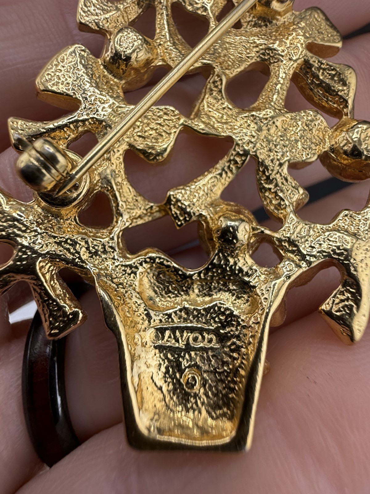 Vintage Brooch Lot Stones Avon Tree Gold Tone