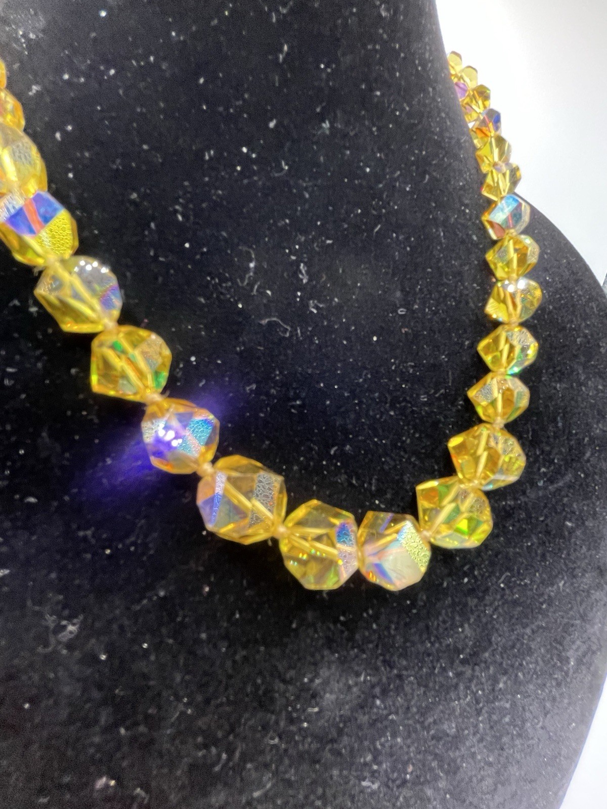 Vintage Vogue Honey Amber Faceted Czech Glass Necklace And Earring Demi- Parure