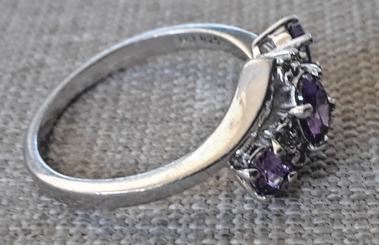 Vintage Designer RJ Sterling Silver & Amethyst Ring – Size 17.5mm/about 7.25