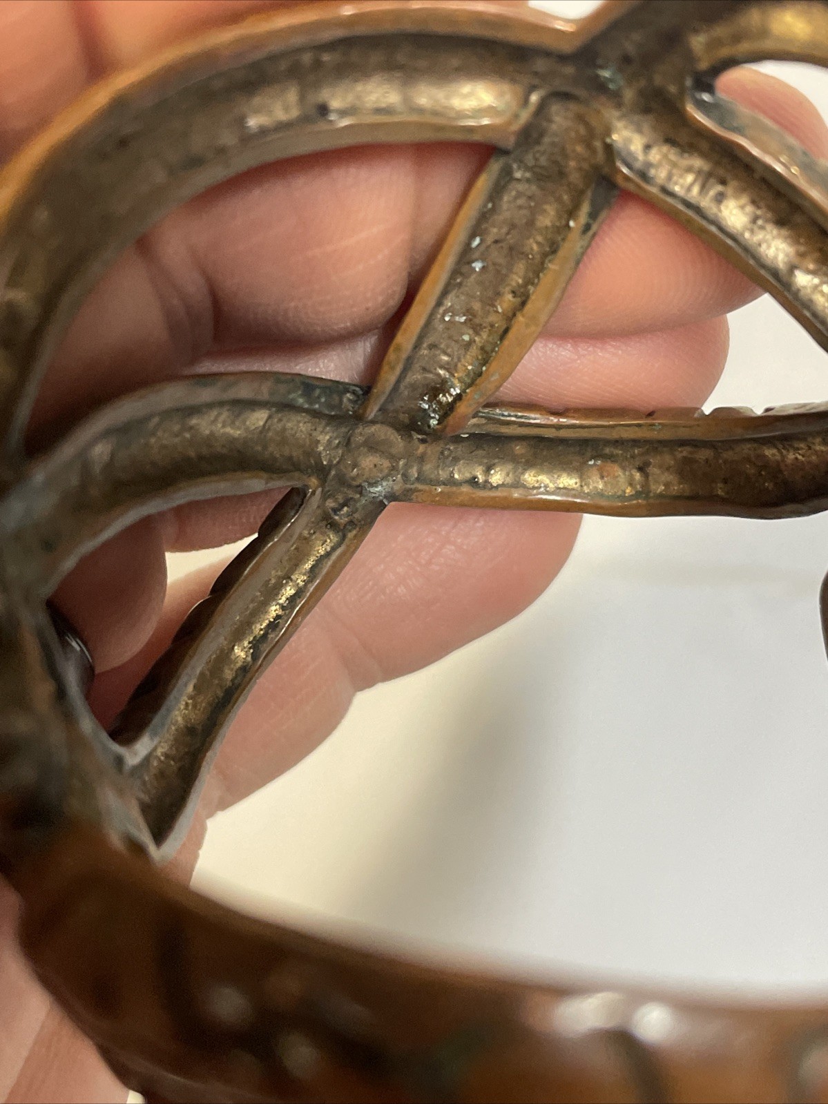 1970 – 1980 Copper Coiled Snake Biker Goth Western Hinged Bracelet Vtg Gem Eyes