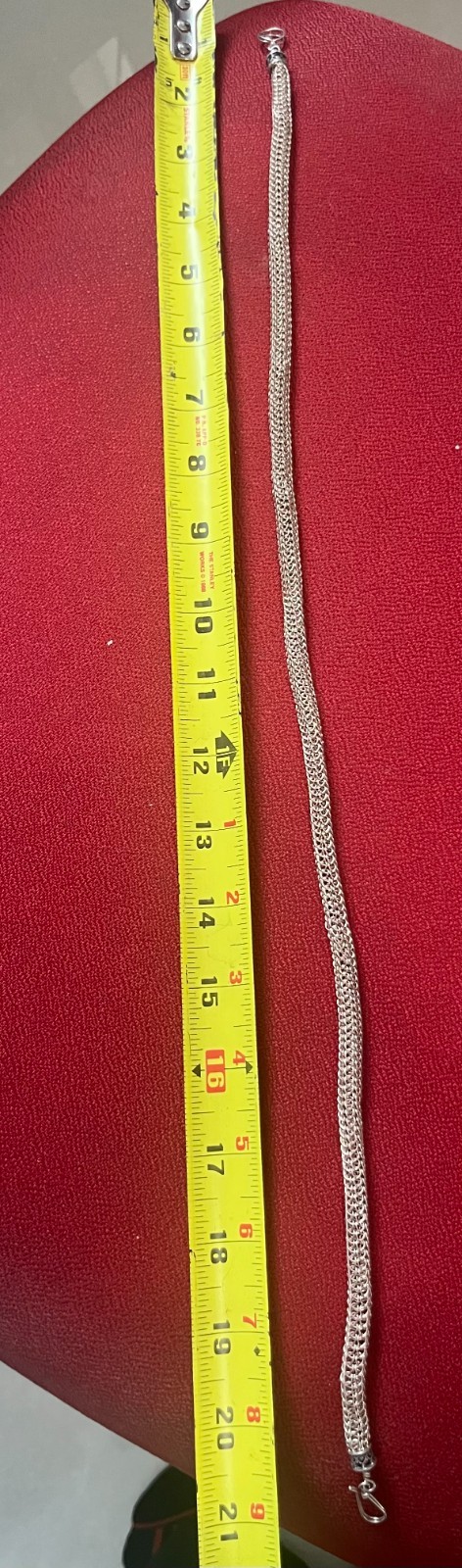 Vintage Silver Tone Mesh Chain Neckclace 21″ Woven Link Hook Clasp Artisan