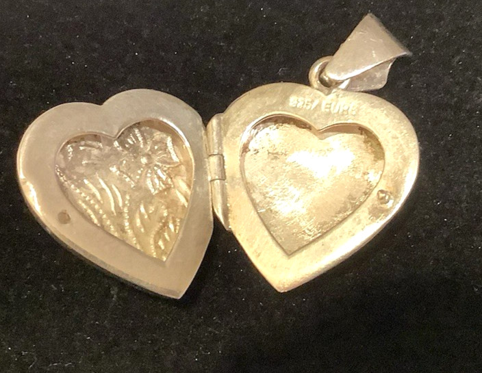 925 Sterling Silver LOCKET w/ Bail Vintage Engraved made ITALY