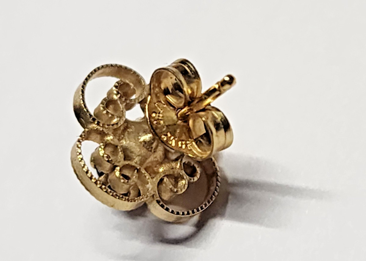Vintage ING 12K Gold Filled Filigree earings, Smoky Quartz Retro Flower