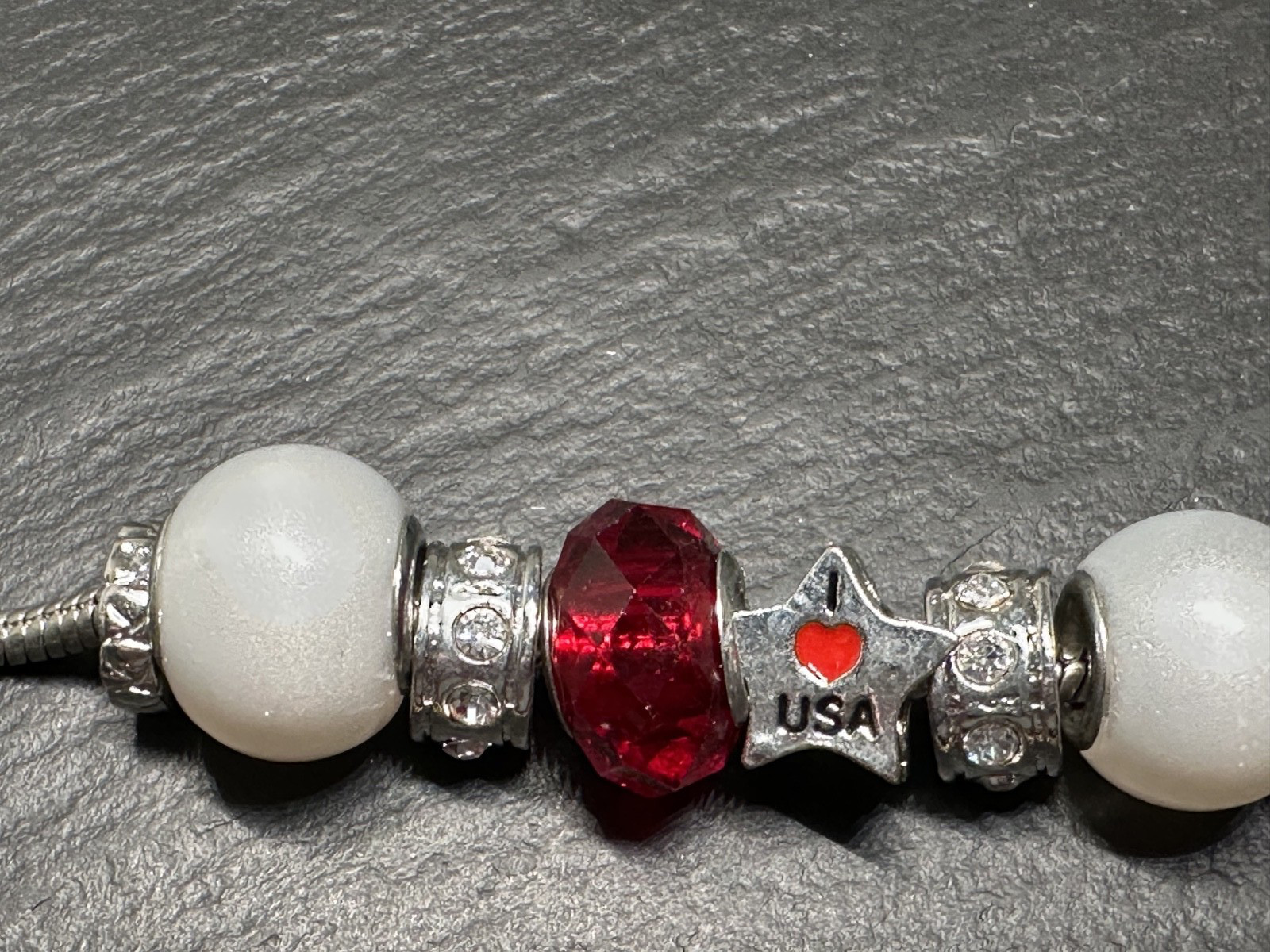 THREE DIFFERENT VINTAGE PATRIOTIC RED WHITE BLUE BRACELETS H901
