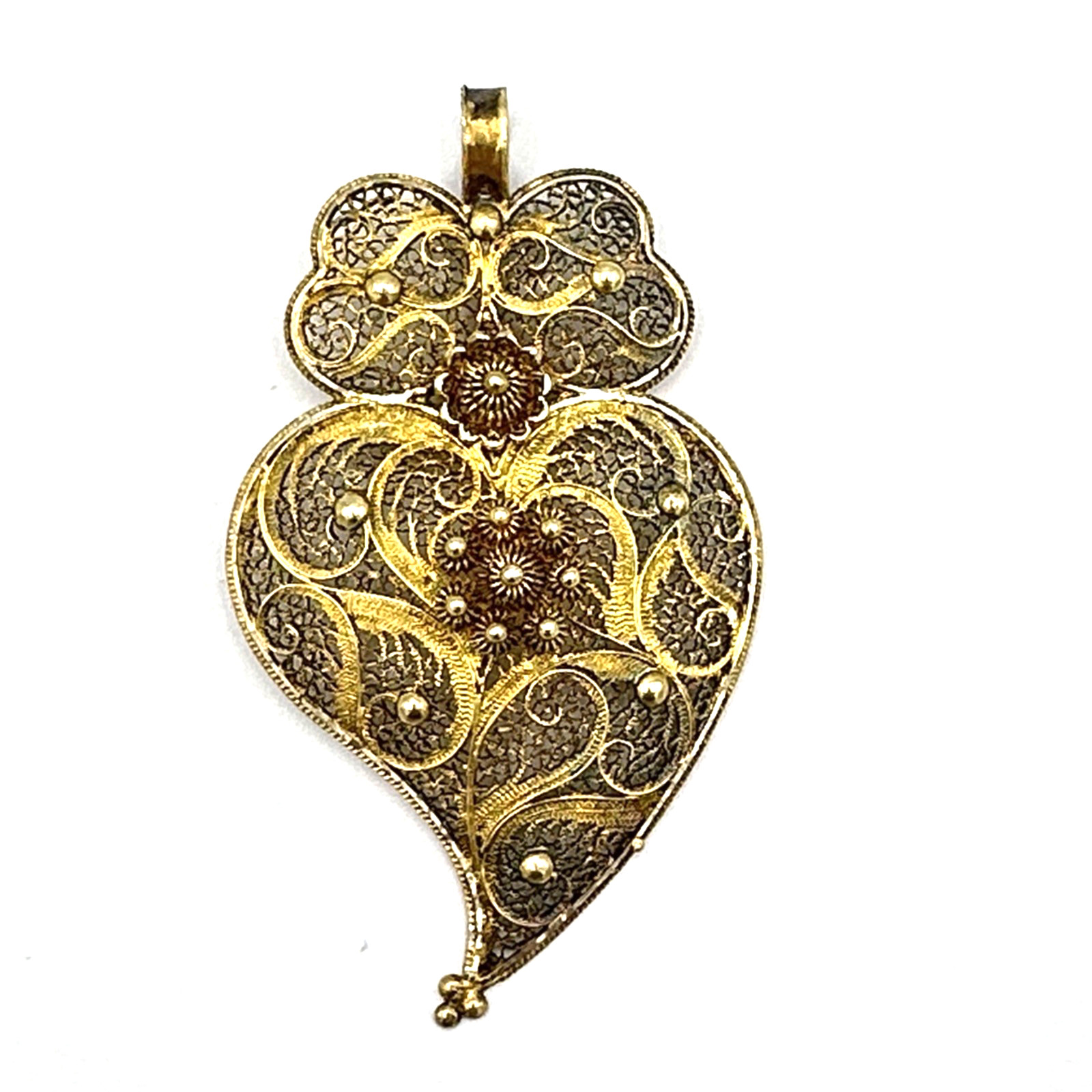 VIANA HEART pendant & earring set – vintage filigree sterling silver gold wash