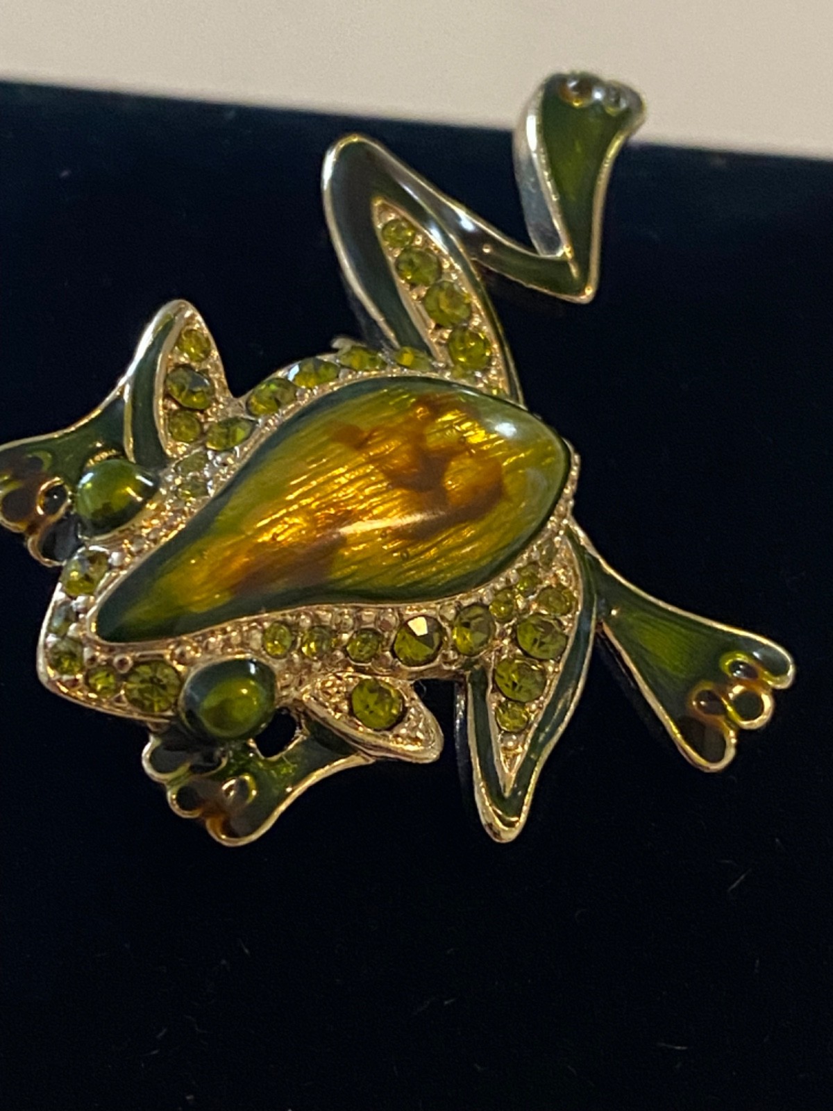 frog brooch pin with a rollover safety clasp