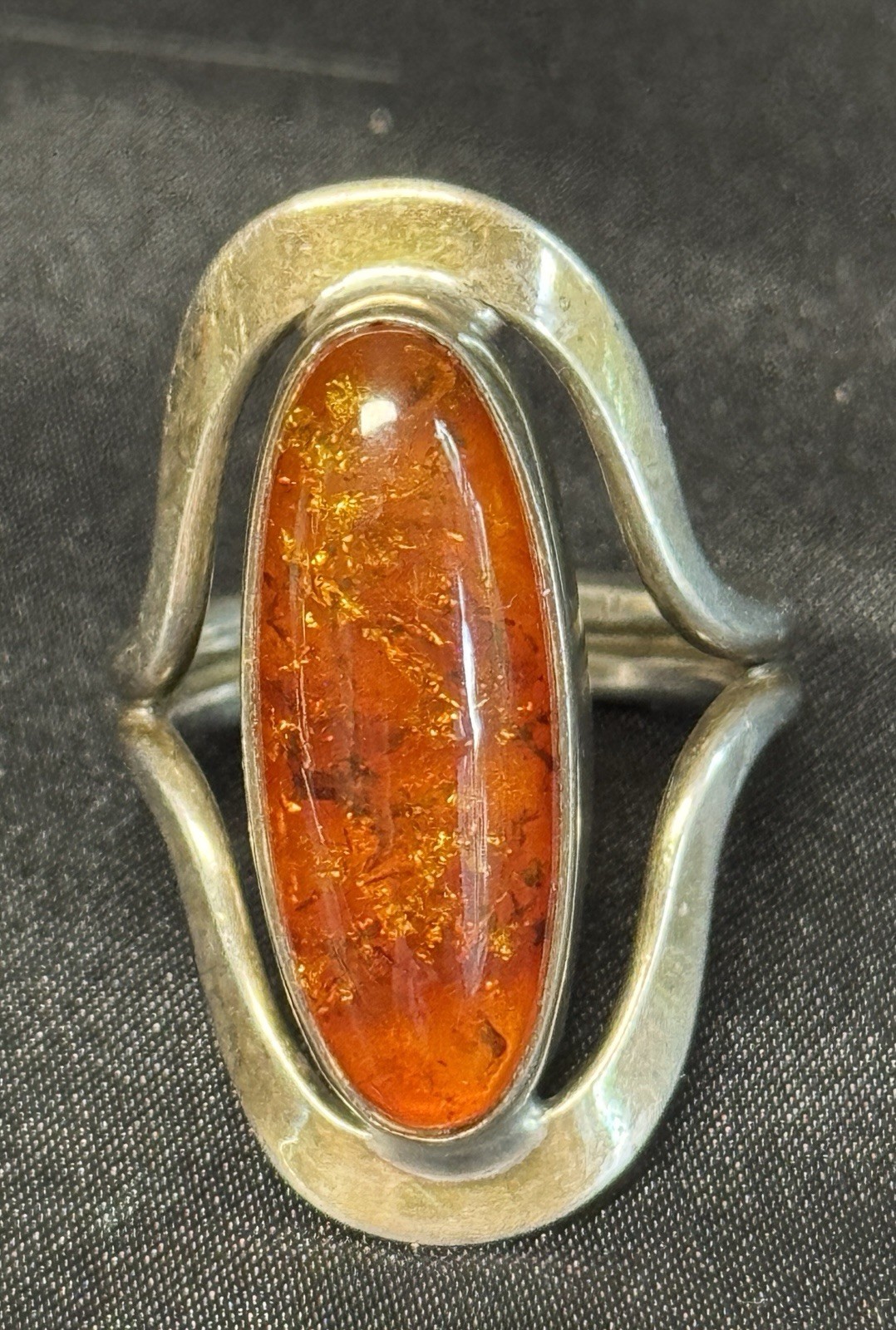 Vintage Dominique Dinouart Mexico DDD Sterling .925 Amber Ring US 9.5 EUC