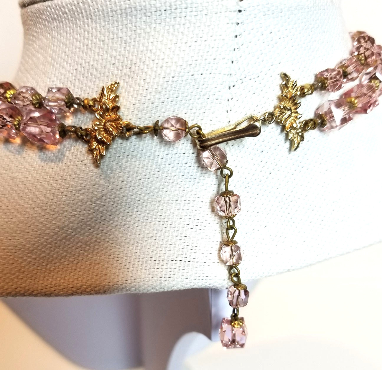 Vintage Original by Robert? Necklace & Earrings Pink Crystal Beads Rhinestones