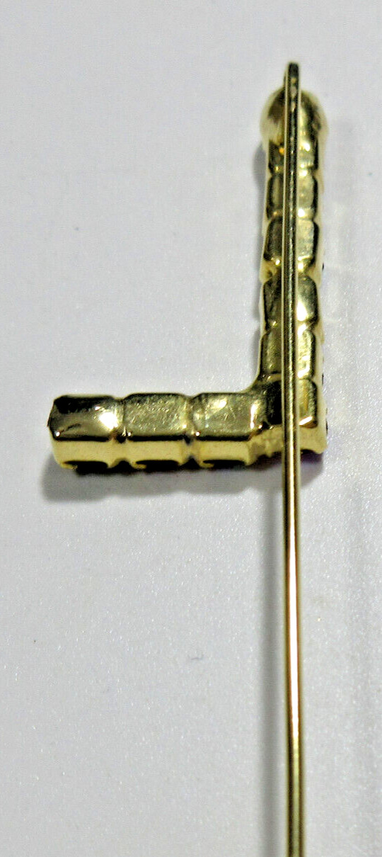 VTG COLORFUL RHINESTONE INITIAL LETTER L Blue green red gold tone HAT STICK PIN