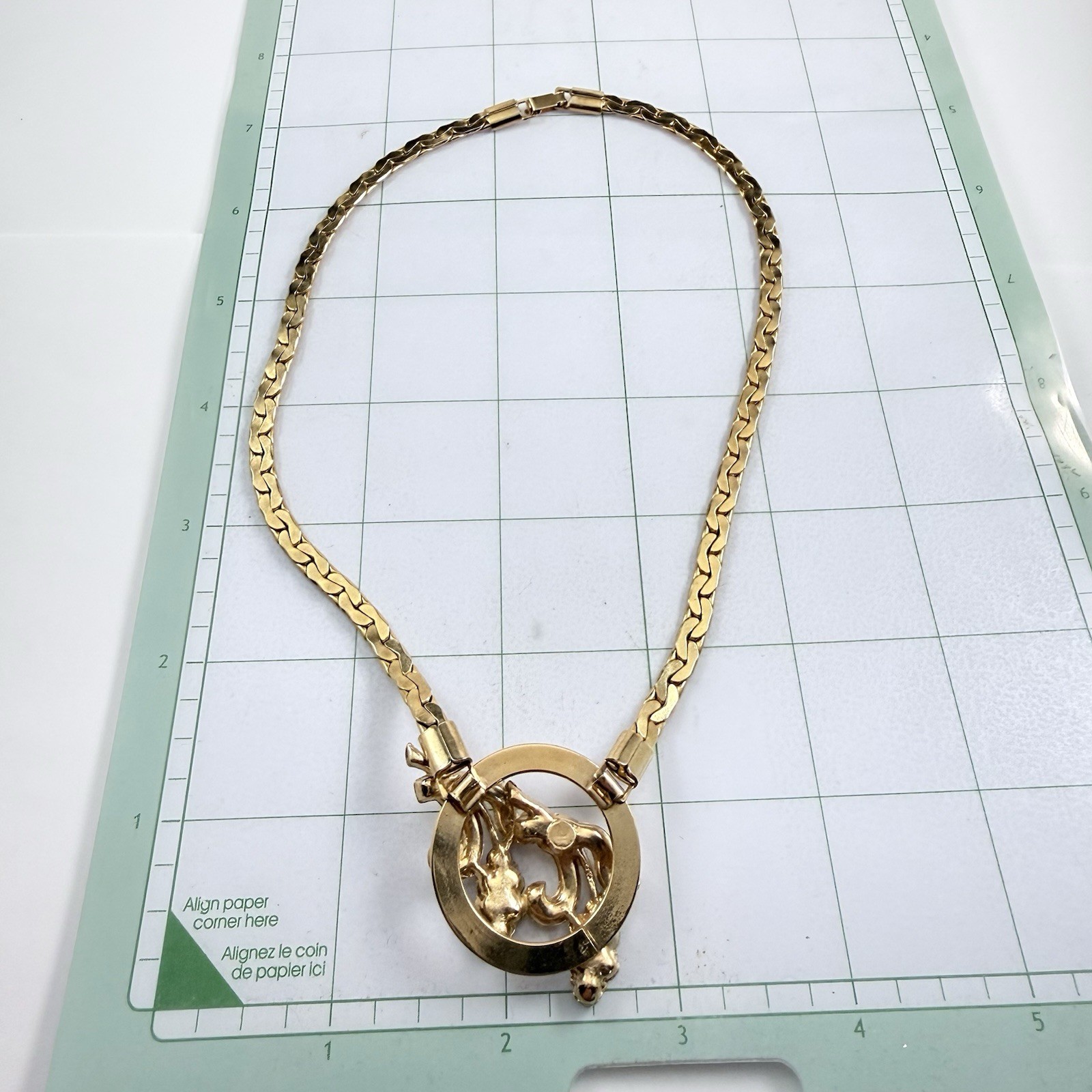Vintage Aqua Blue Rhinestone Faux Pearl Flower Gold Tone Necklace 16.5″